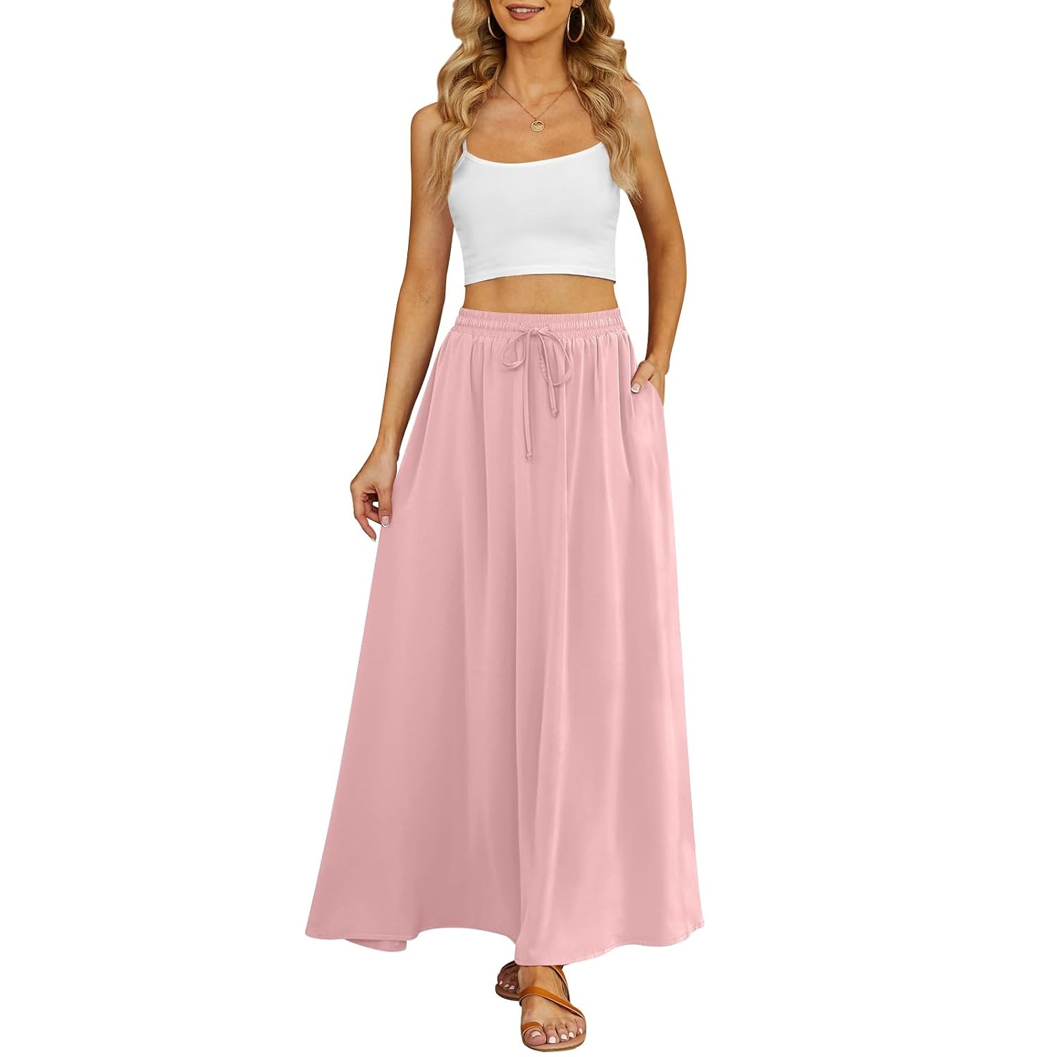 Casual Long Pleated Flowing Skirt For Women
