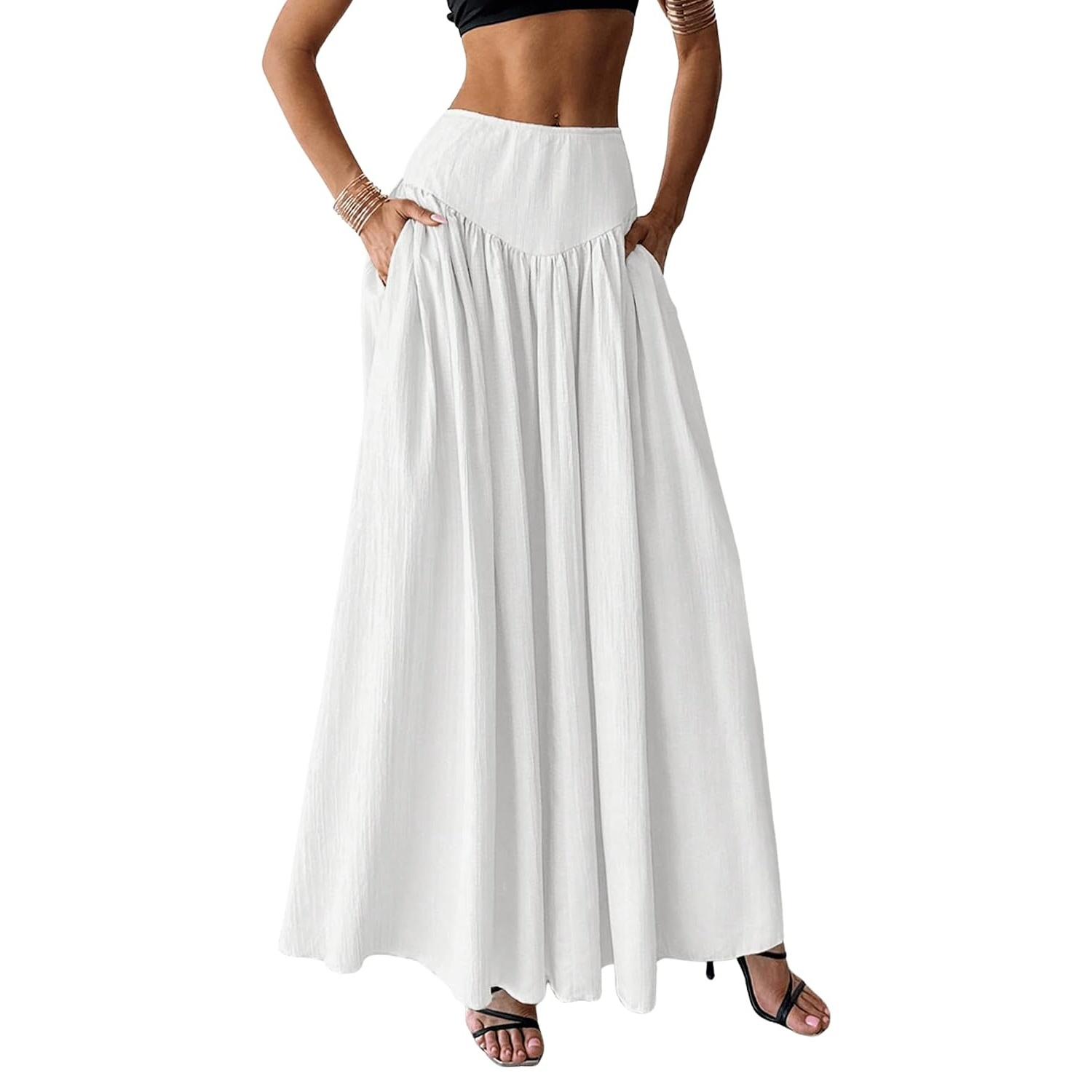 Casual Pleated Maxi Skirt For Women