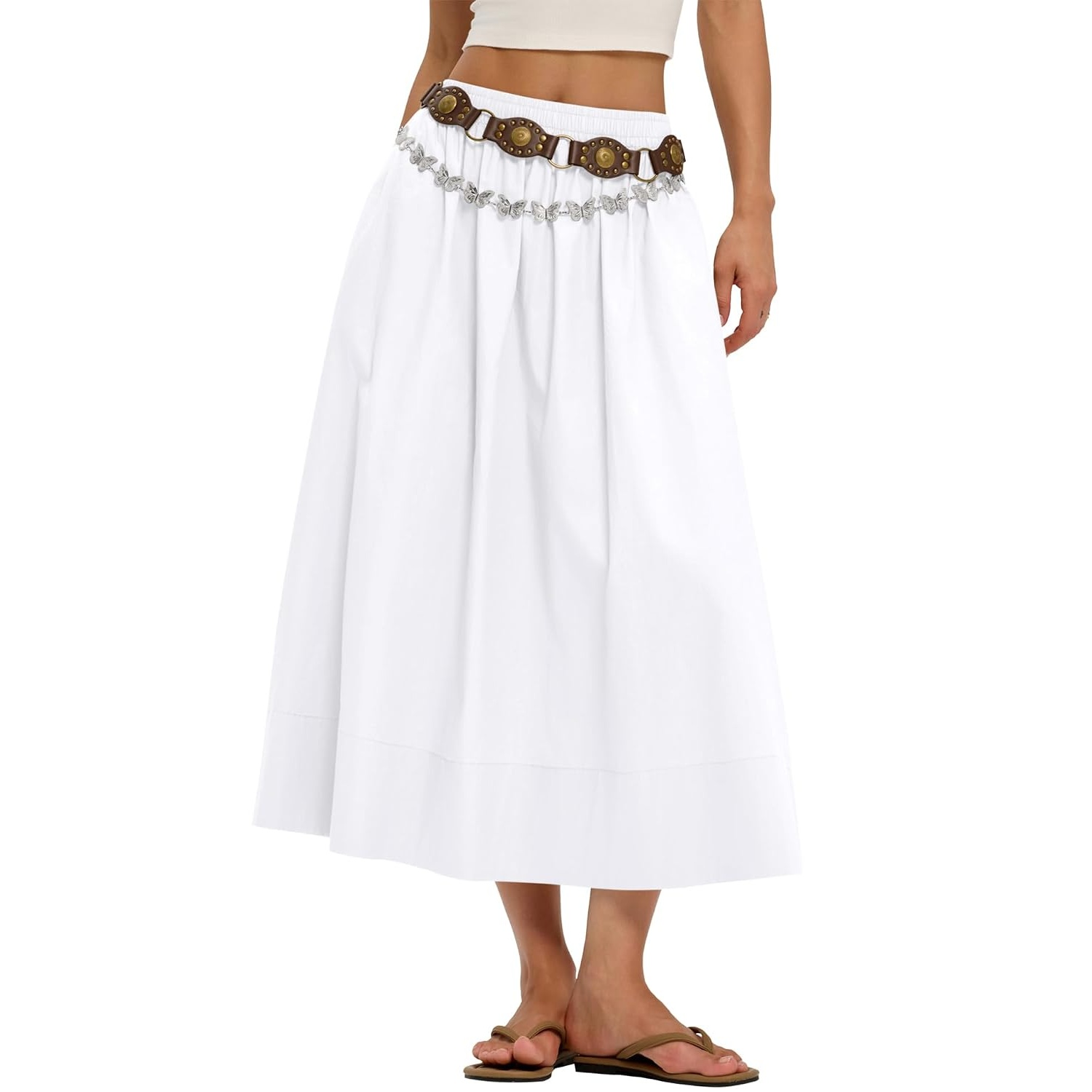 Cotton Boho Summer Beach Casual Elastic Waist Dress For Women