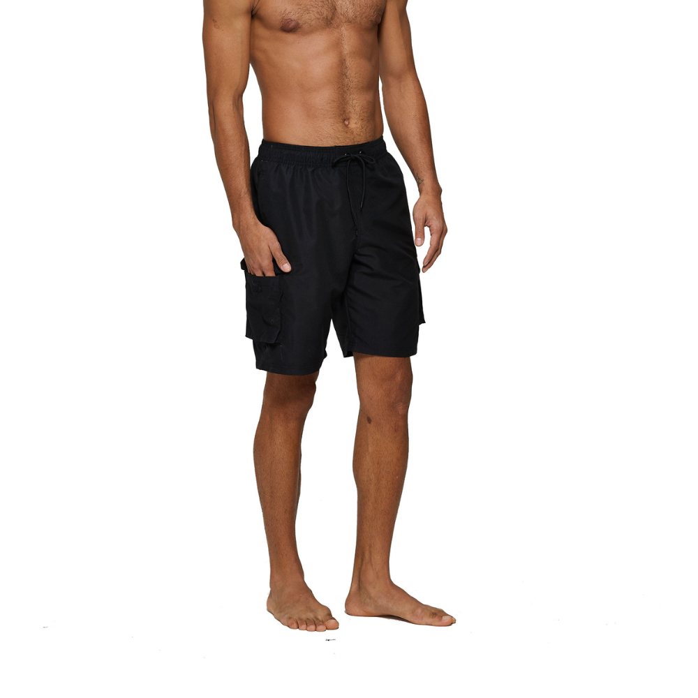 Black Solids String Swim Shorts-Waves And Trunks