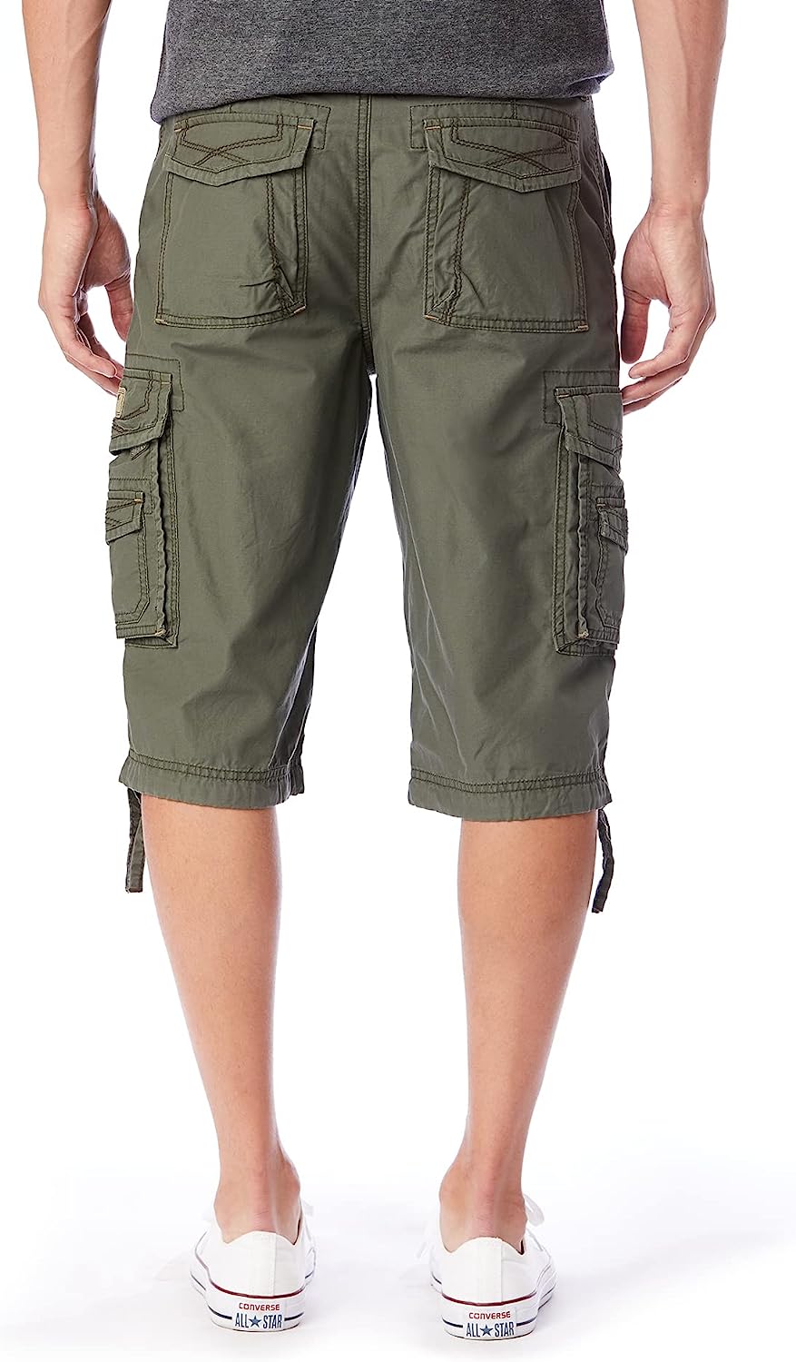 Button Fly Belted Cargo Shorts-Waves And Trunks