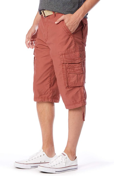 Belted Cargo Shorts With Adjustable Cuffs-Waves And Trunks