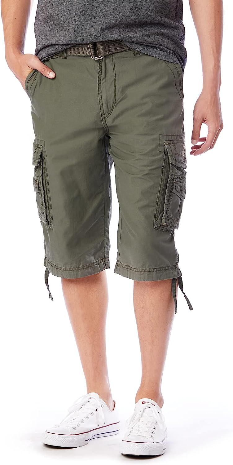 Button Fly Belted Cargo Shorts-Waves And Trunks