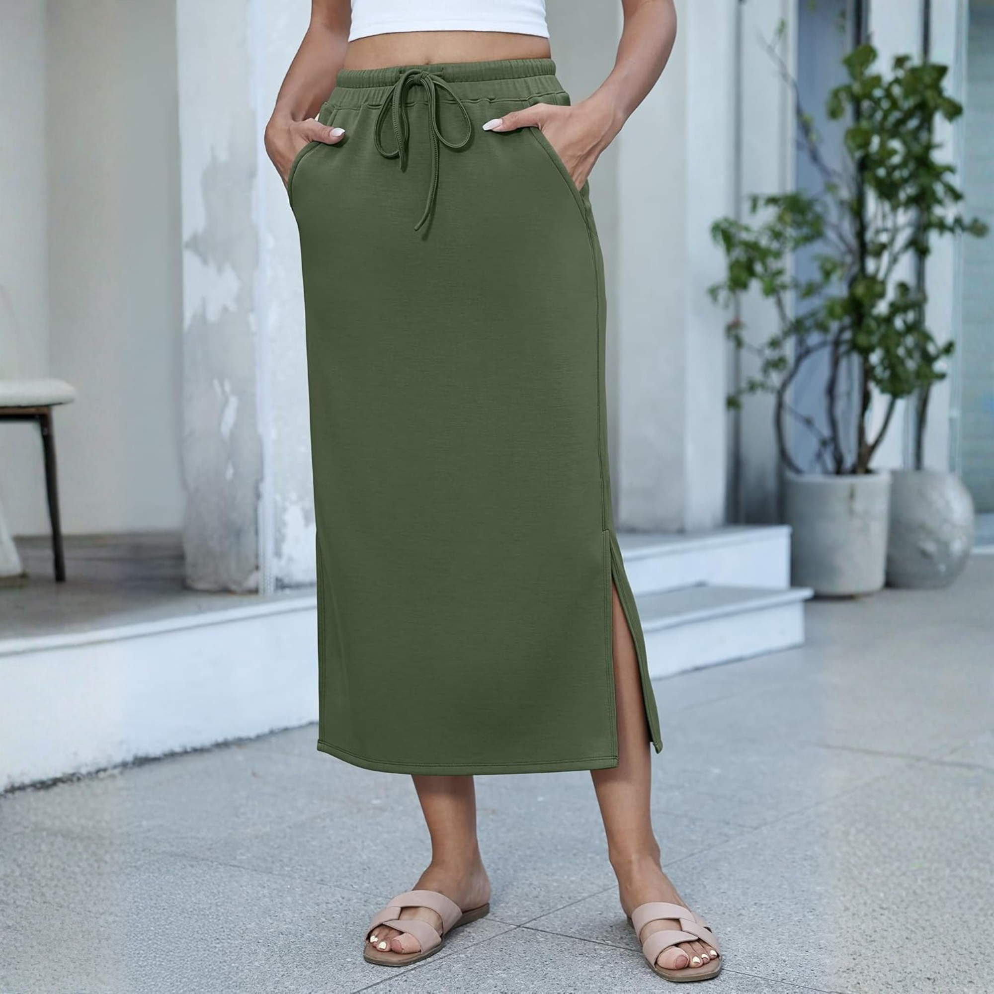 Casual Drawstring Maxi Skirt For Women