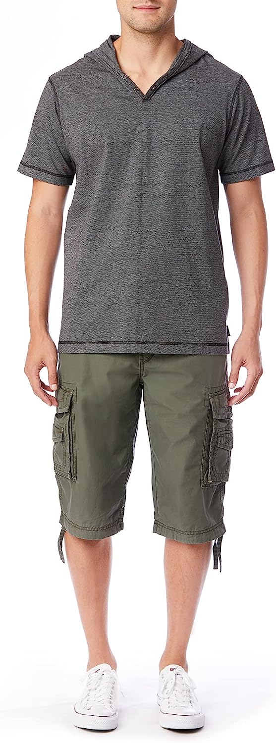Button Fly Belted Cargo Shorts-Waves And Trunks