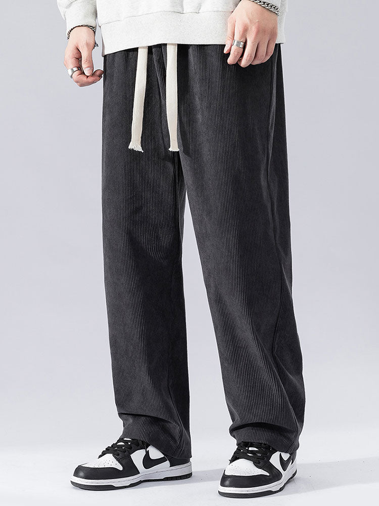 Straight Leg Corduroy Pants-Waves And Trunks