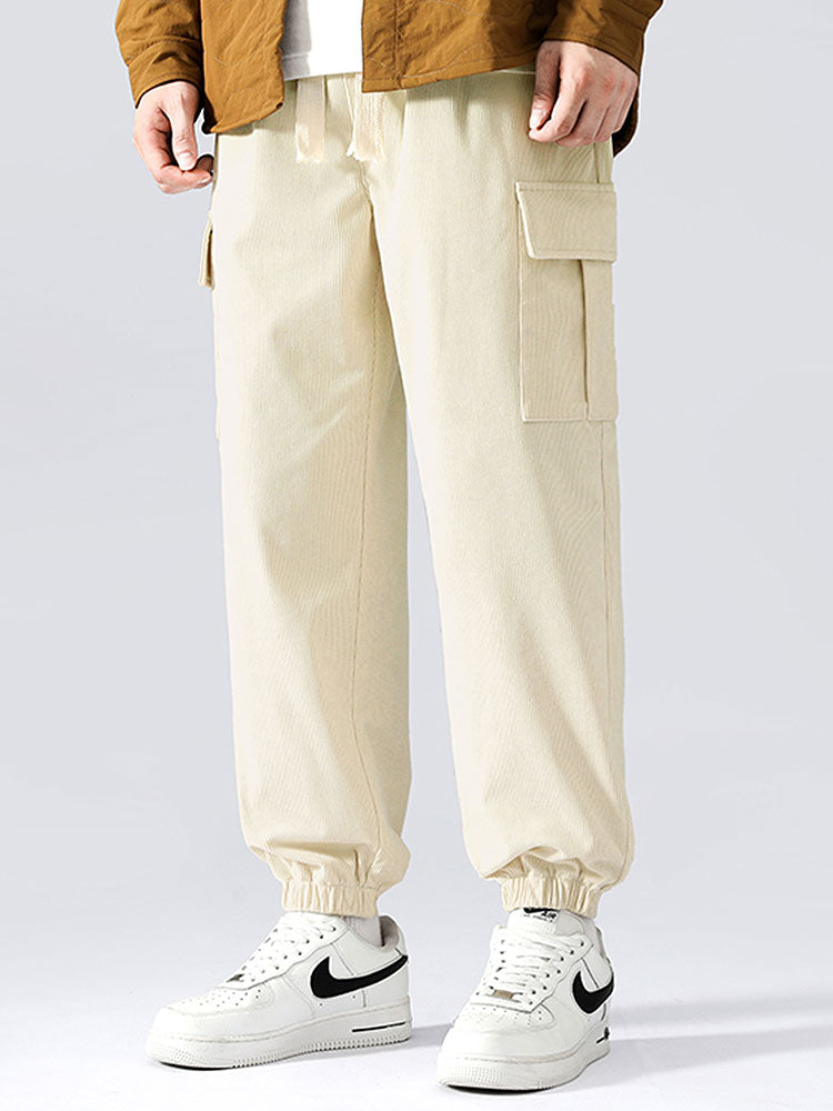 Casual Corduroy Cargo Joggers-Waves And Trunks