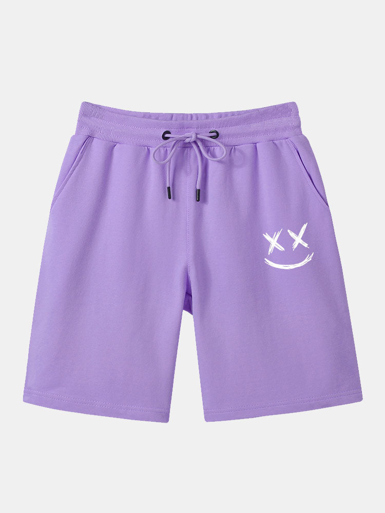 Smiley Printed Mid Length Shorts-Waves And Trunks