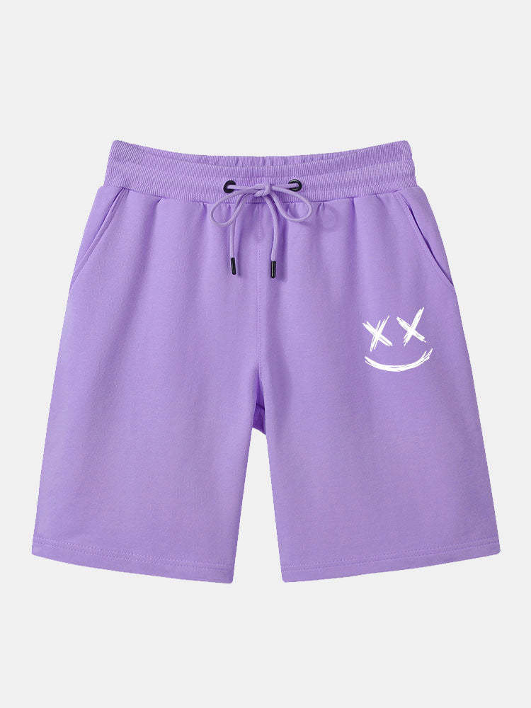 Smiley Printed Mid Length Shorts-Waves And Trunks
