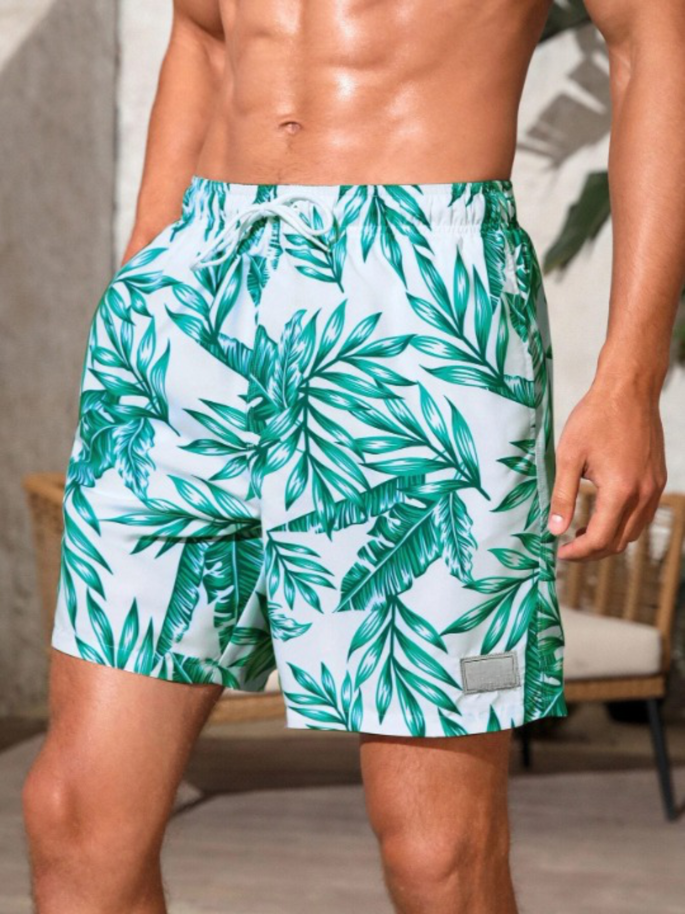 Stylish Tropical Swim Trunks-Waves And Trunks