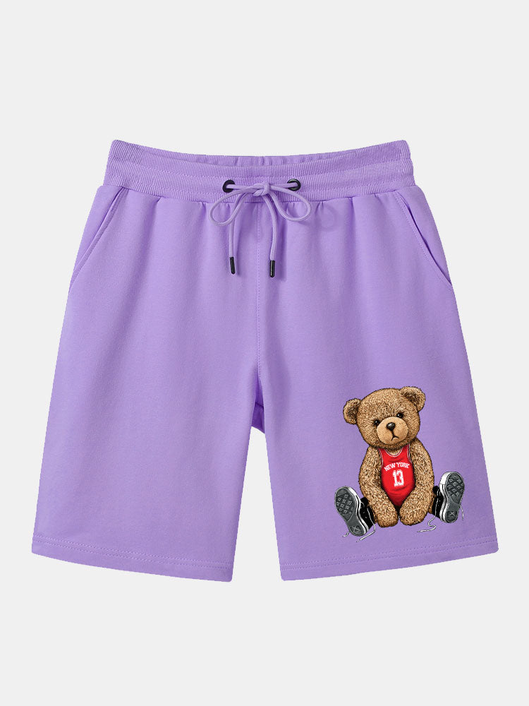 New York Bear Print Mid Length Shorts-Waves And Trunks