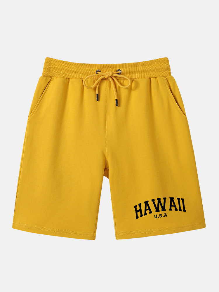 Hawaii Print Mid Length Shorts-Waves And Trunks