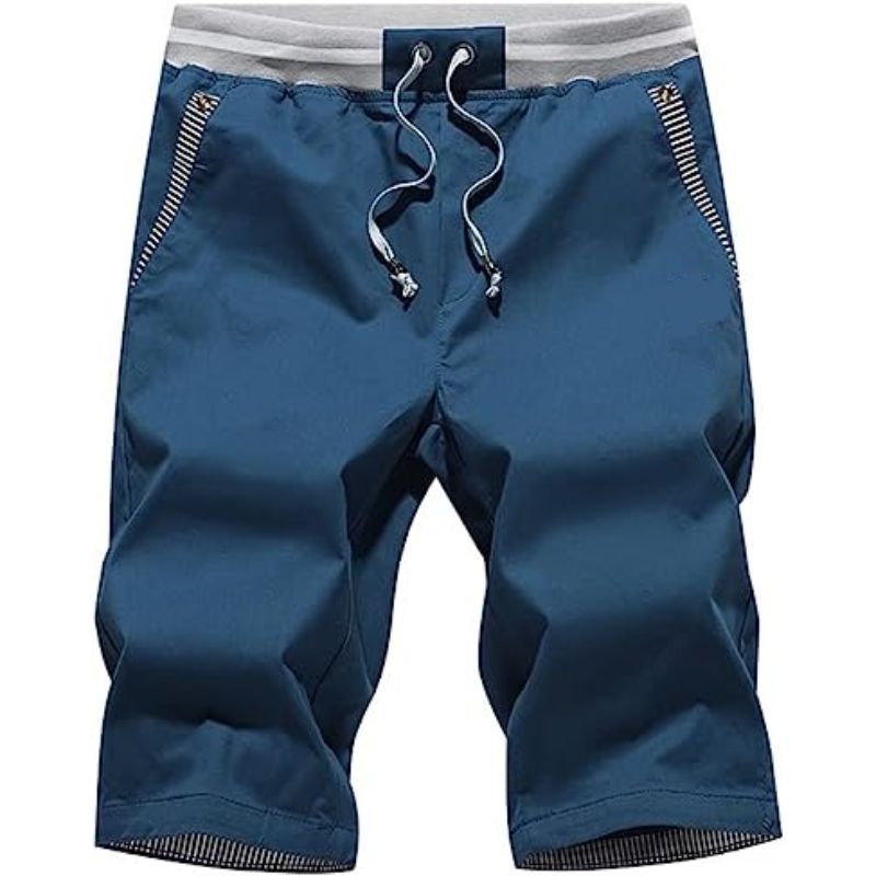 Elastic Waist and Pockets Classic Shorts-Waves And Trunks