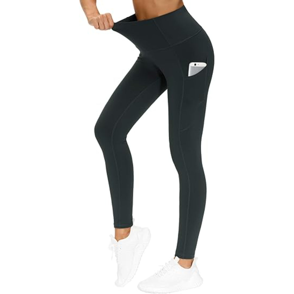 Full Length Yoga Leggings With Side Pockets For Workout-Waves And Trunks