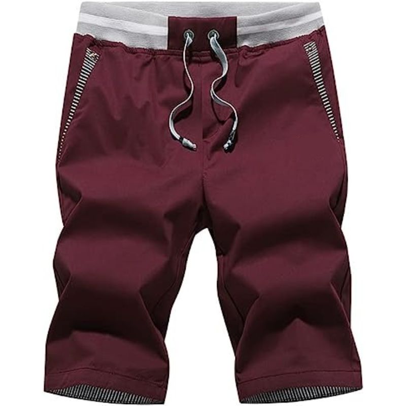 Elastic Waist and Pockets Classic Shorts-Waves And Trunks