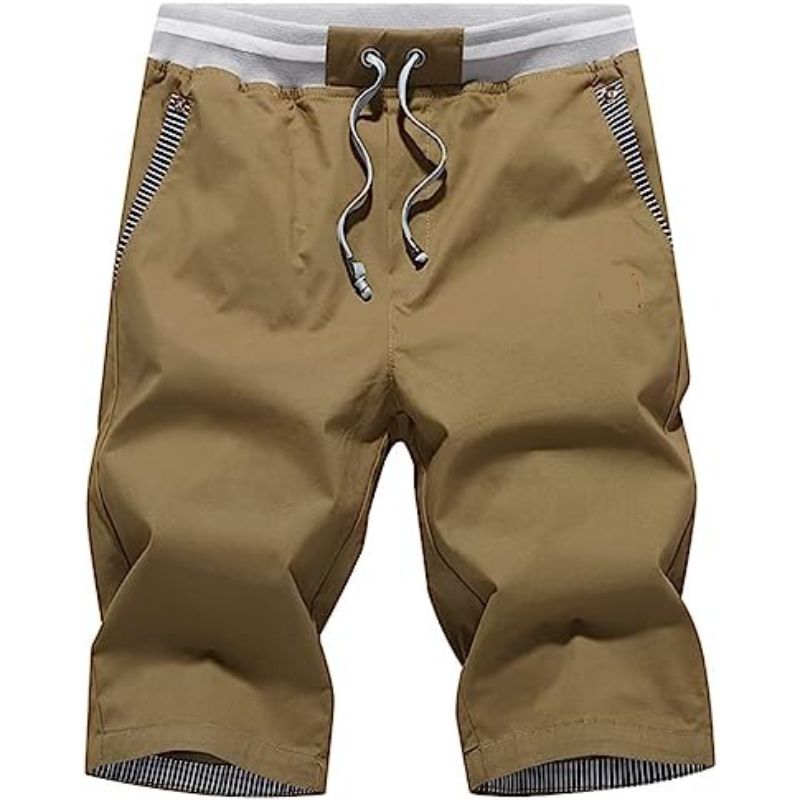 Elastic Waist and Pockets Classic Shorts-Waves And Trunks