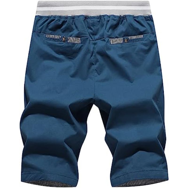 Elastic Waist and Pockets Classic Shorts-Waves And Trunks