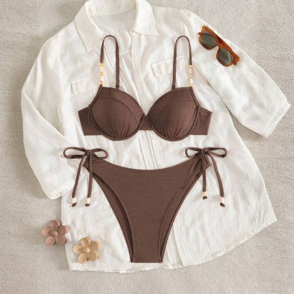 Tropical Plant Print Matching Swimwear Sets