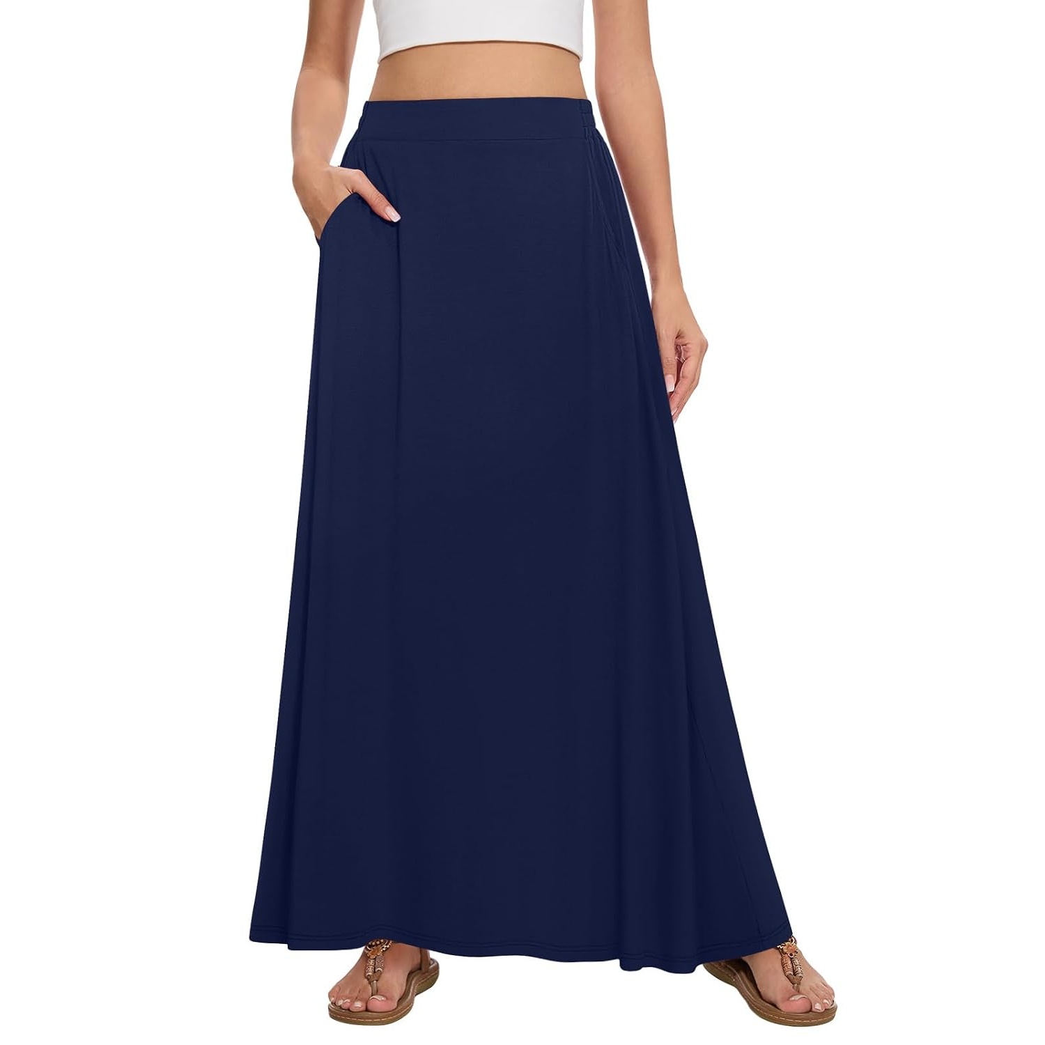Casual Flowy A line Skirt With Pockets For Women