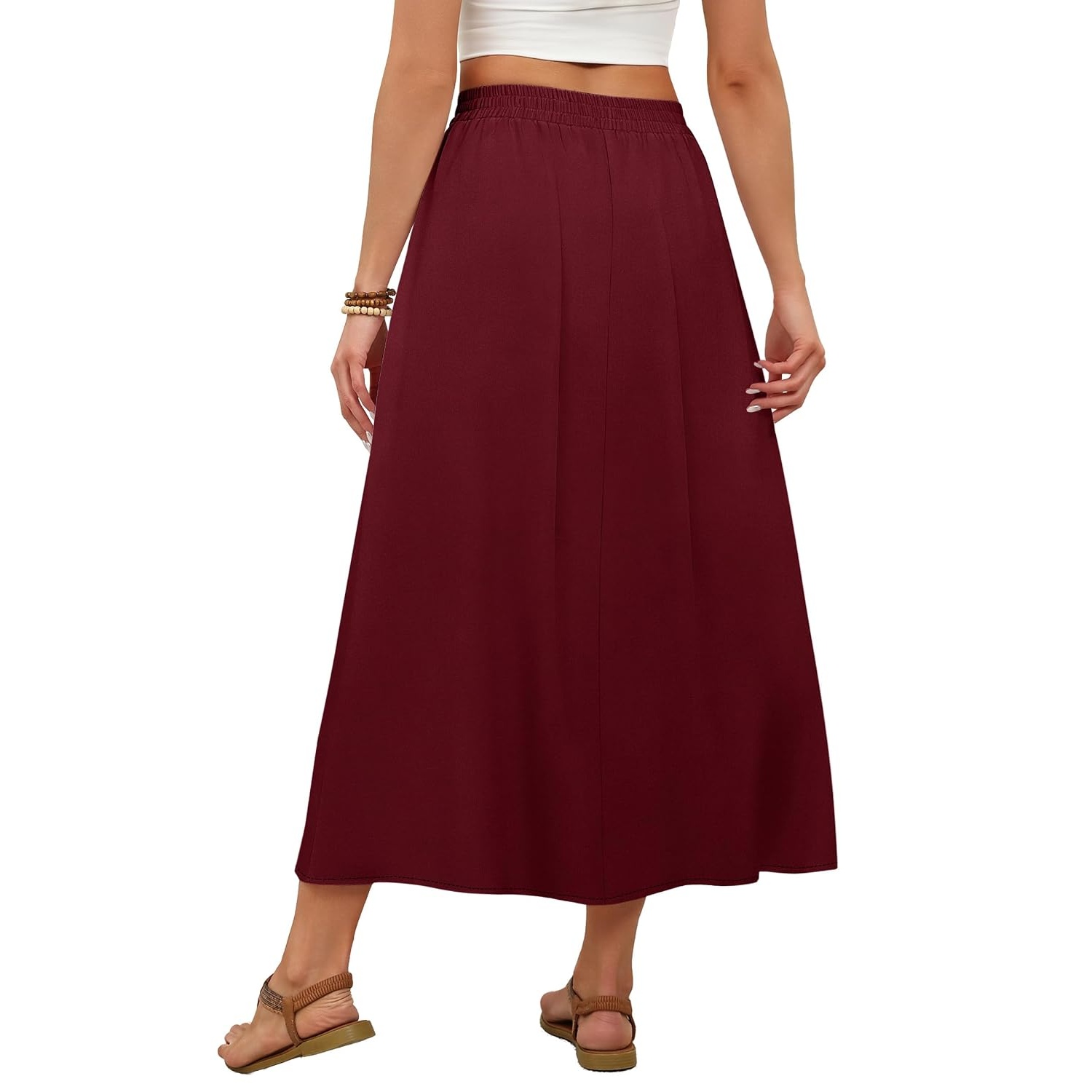 Casual Stretch Maxi Skirt With Pocket For Women
