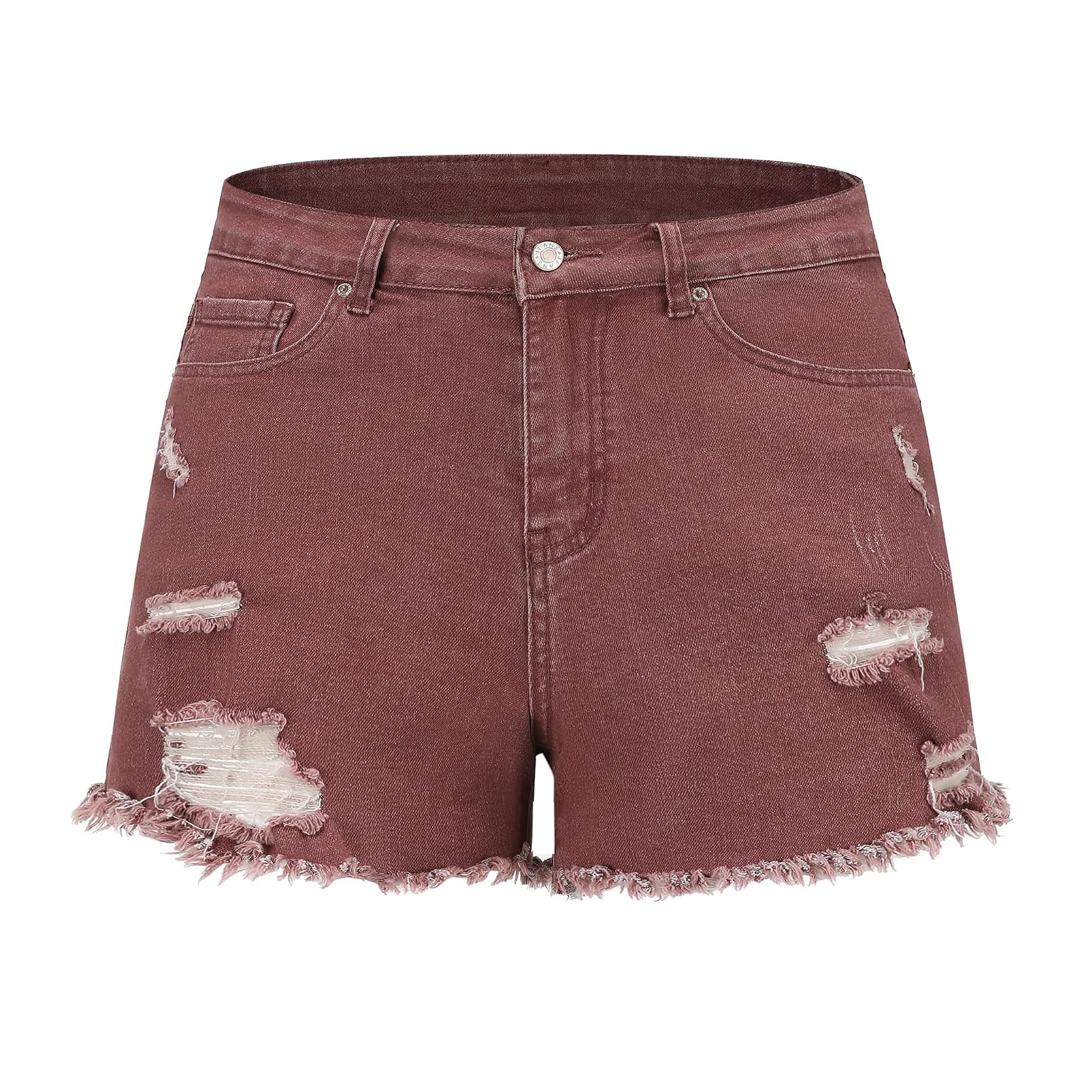 Casual Denim Ripped Stretchy Mid Rise Shorts For Women