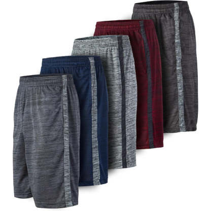 5 Pack Performance Athletic Shorts – Lightweight Wear With Pockets-Waves And Trunks