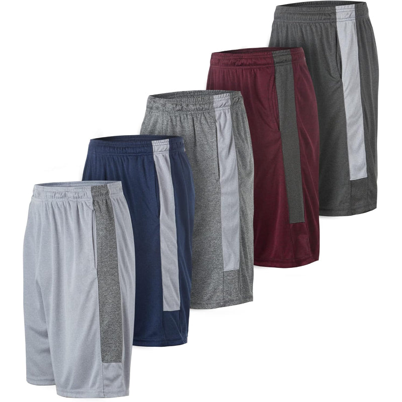 5 Pack Performance Athletic Shorts – Lightweight Wear With Pockets-Waves And Trunks