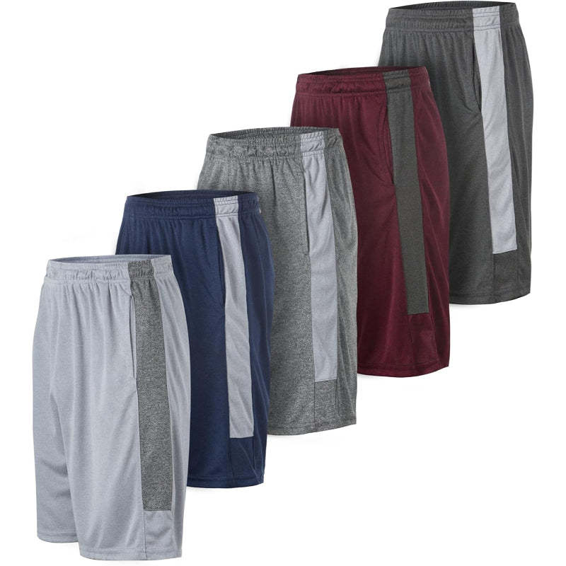 5 Pack Performance Athletic Shorts – Lightweight Wear With Pockets-Waves And Trunks
