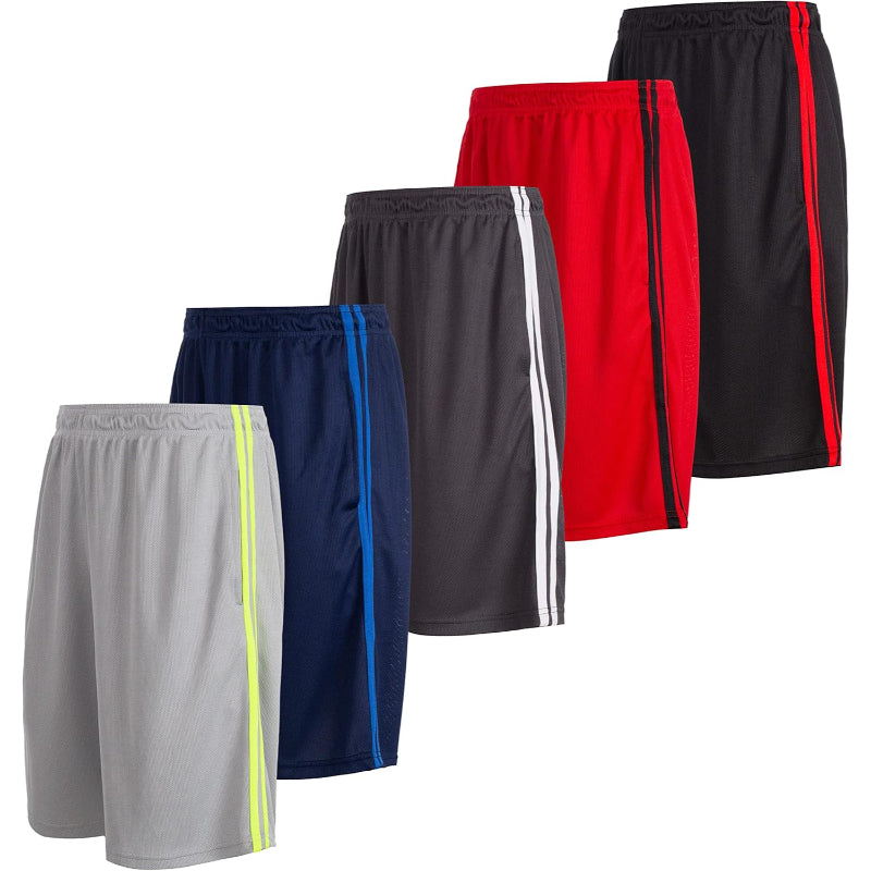 5 Pack Performance Athletic Shorts – Lightweight Wear With Pockets-Waves And Trunks