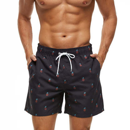 Pineapple Shower Draw String Swim Shorts-Waves And Trunks