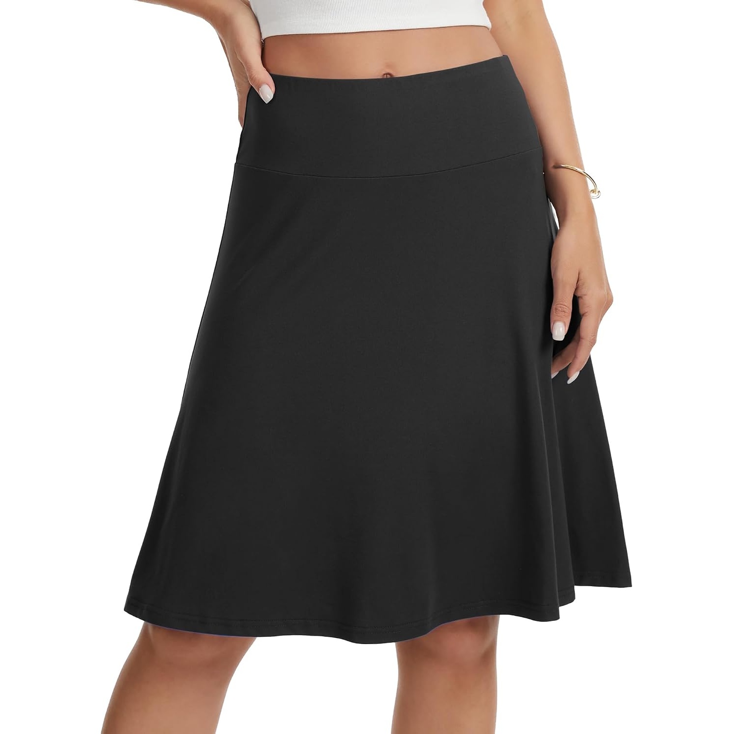 Casual High Waisted Stretchy A Line Skater Skirt For Women
