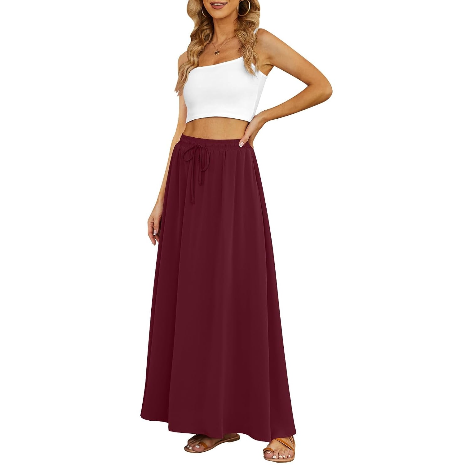 Casual Long Pleated Flowing Skirt For Women