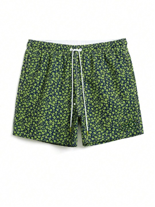 Letter Patched Detail Swim Trunks-Waves And Trunks