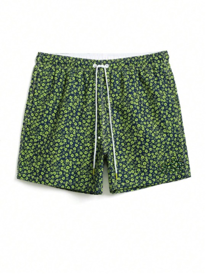 Letter Patched Detail Swim Trunks-Waves And Trunks