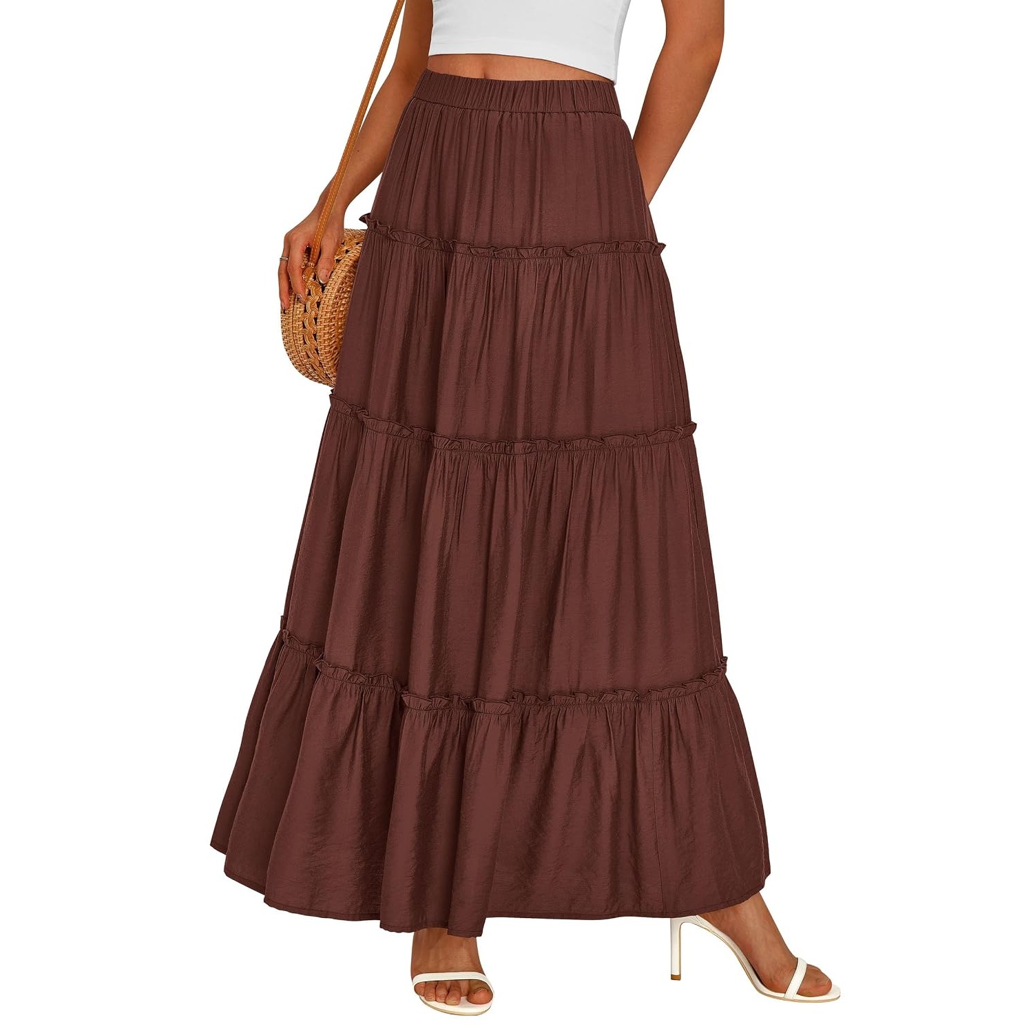 Long Flowy A Line Tiered Boho Skirt For Women
