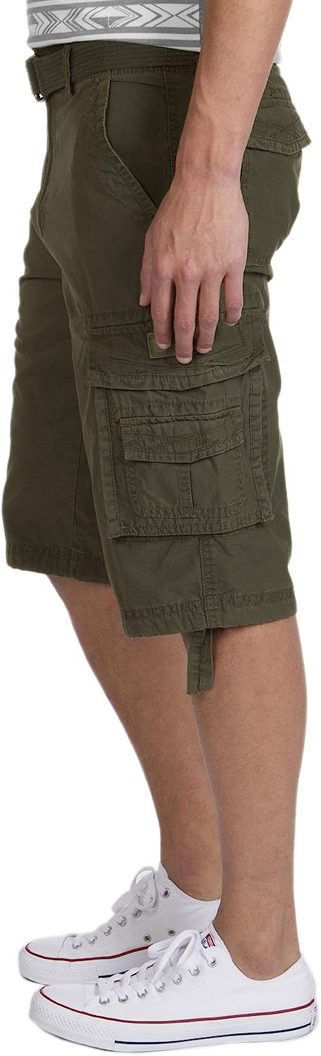 Button Fly Belted Cargo Shorts-Waves And Trunks