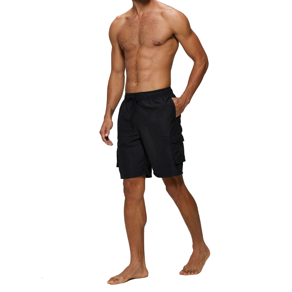 Black Solids String Swim Shorts-Waves And Trunks