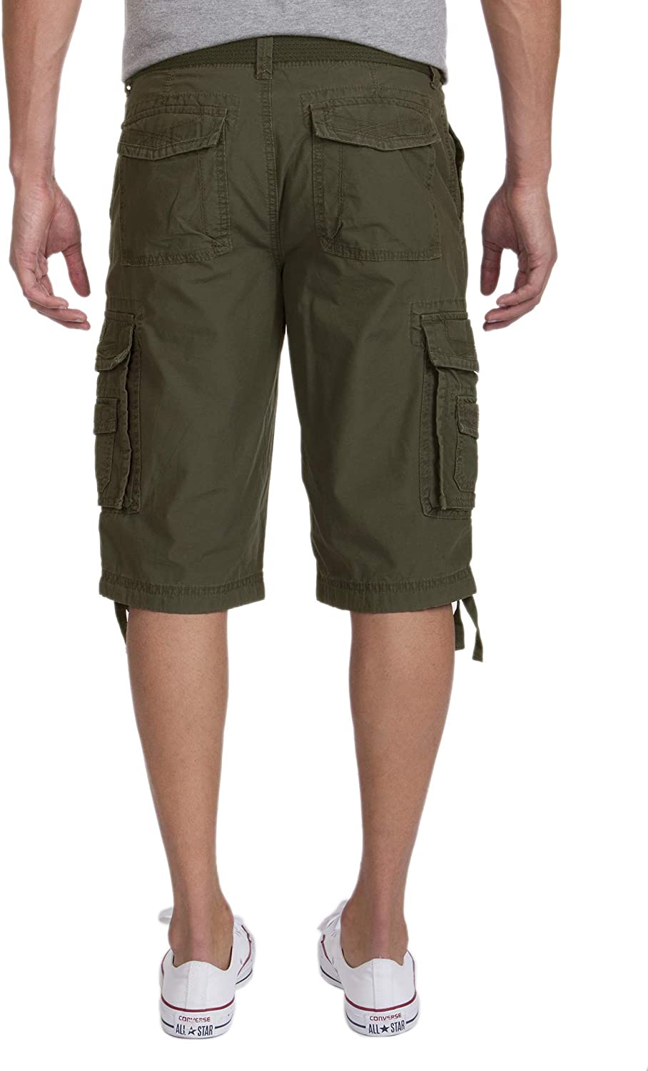 Button Fly Belted Cargo Shorts-Waves And Trunks