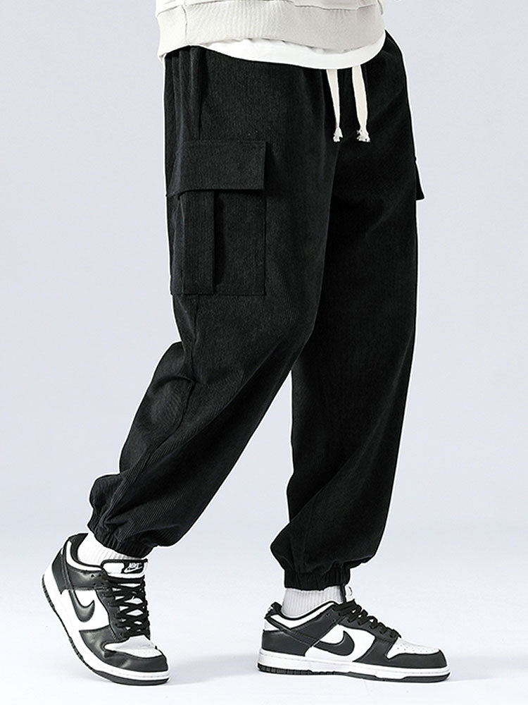 Casual Corduroy Cargo Joggers-Waves And Trunks