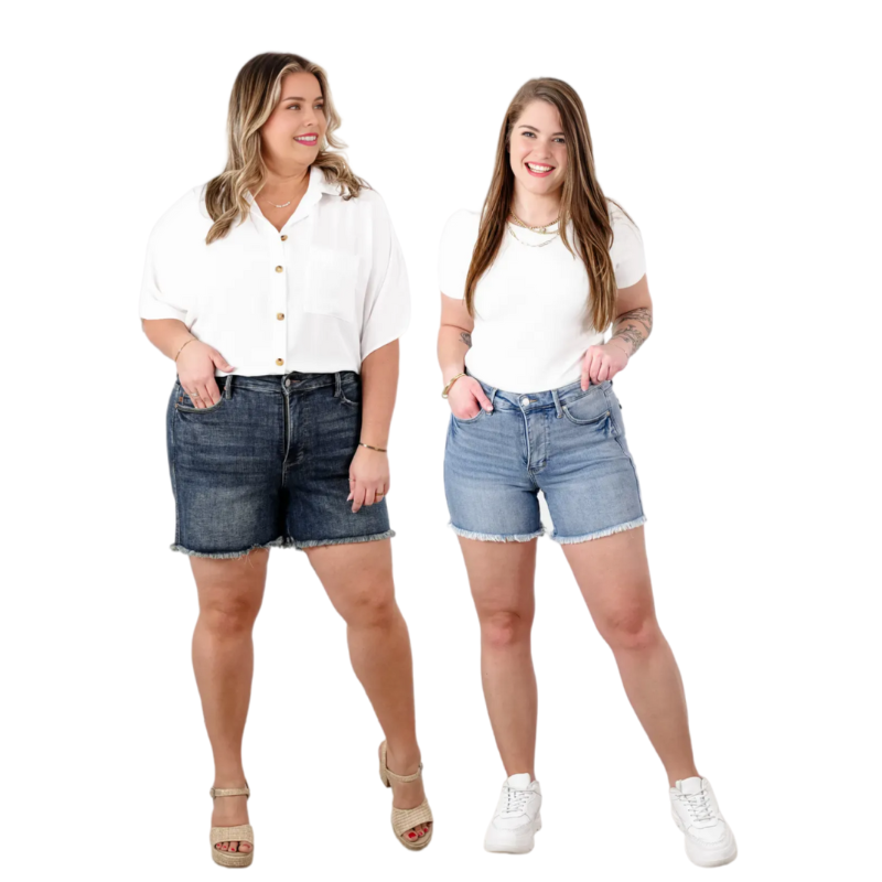 High Rise Casual Denim Shorts-Waves And Trunks