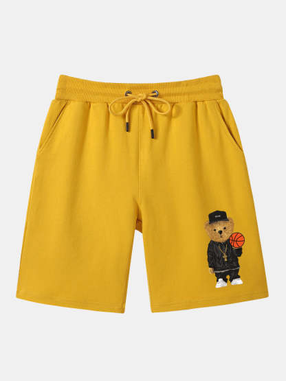 Basketball And Bear Printed Mid Length Shorts-Waves And Trunks