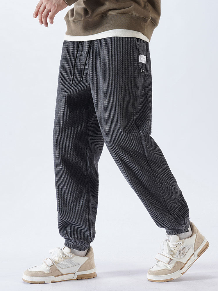 Casual Drawstring Corduroy Pants-Waves And Trunks