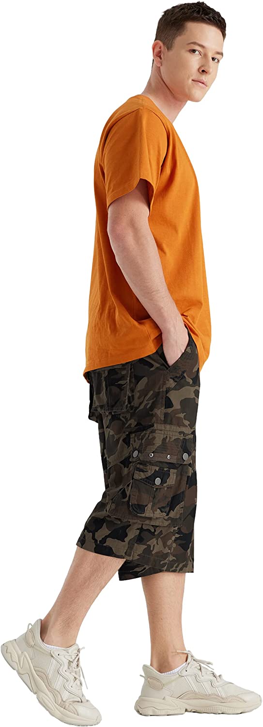 Relaxed Fit Cotton Cargo Capri Shorts-Waves And Trunks