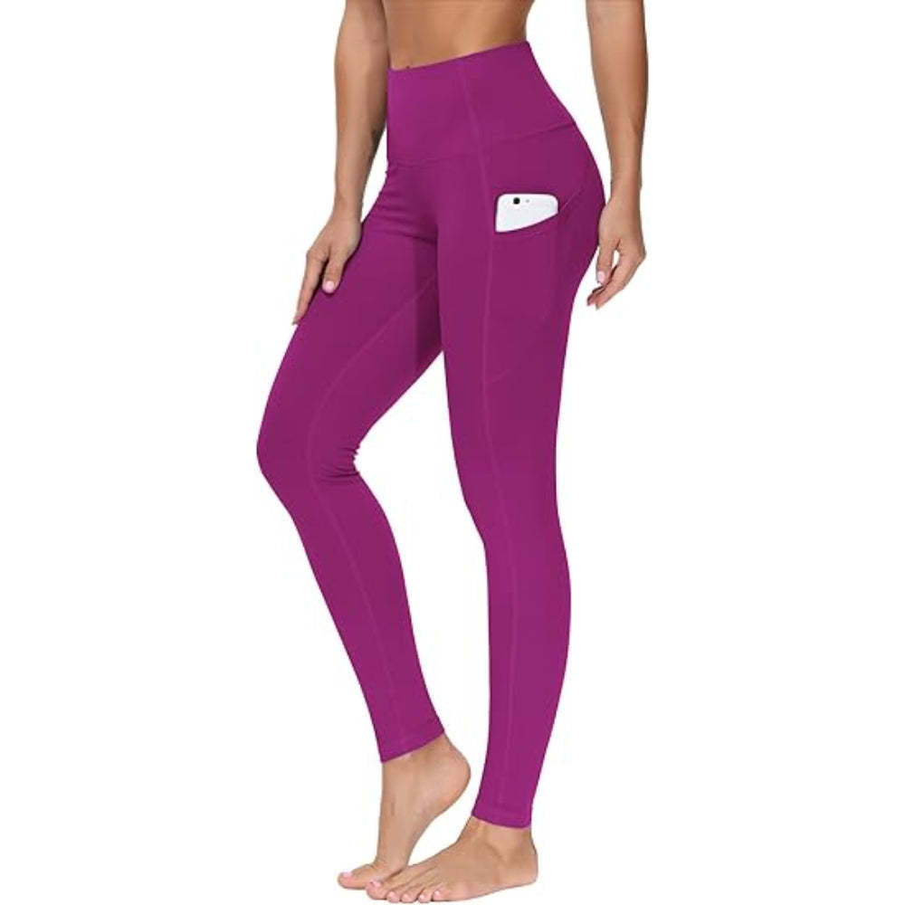Stretchable Yoga Pants With Pockets For Workout And Running-Waves And Trunks