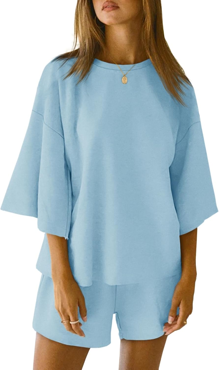 2 Pieces Oversized Top And Shorts Pajama Set For Women