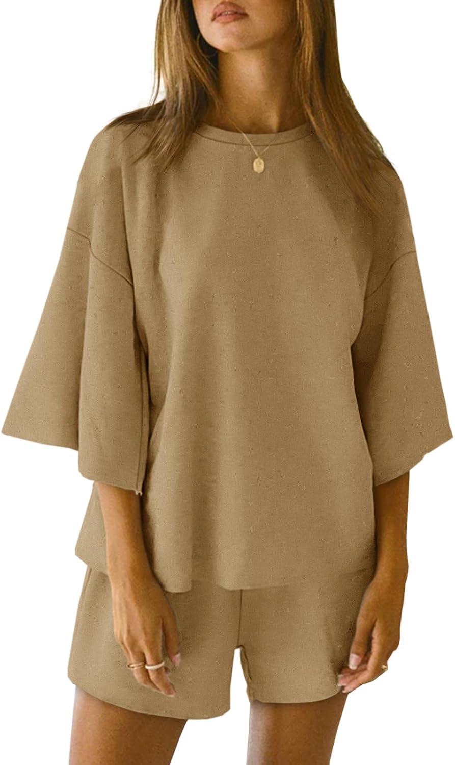2 Pieces Oversized Top And Shorts Pajama Set For Women
