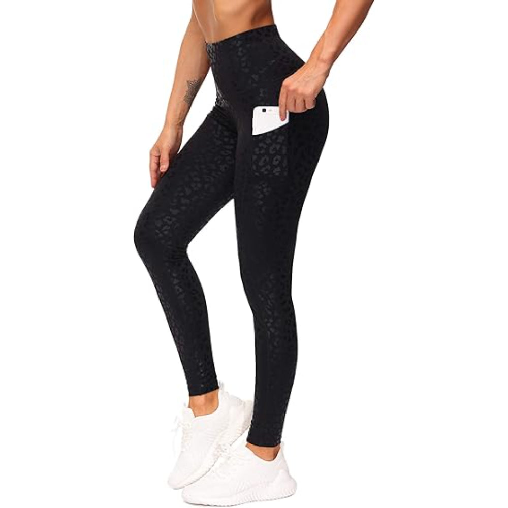 Full Length Yoga Leggings With Side Pockets For Workout-Waves And Trunks
