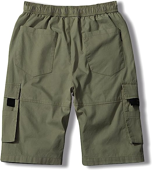 Elastic Waist Cargo Shorts-Waves And Trunks