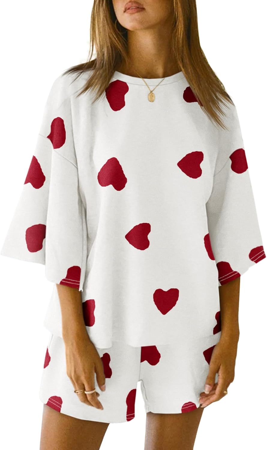 2 Pieces Oversized Top And Shorts Pajama Set For Women