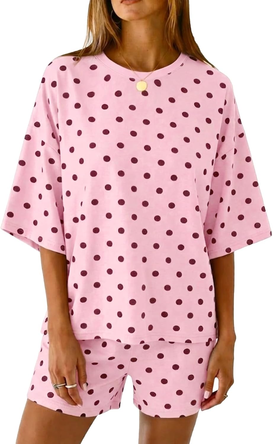 2 Pieces Oversized Top And Shorts Pajama Set For Women